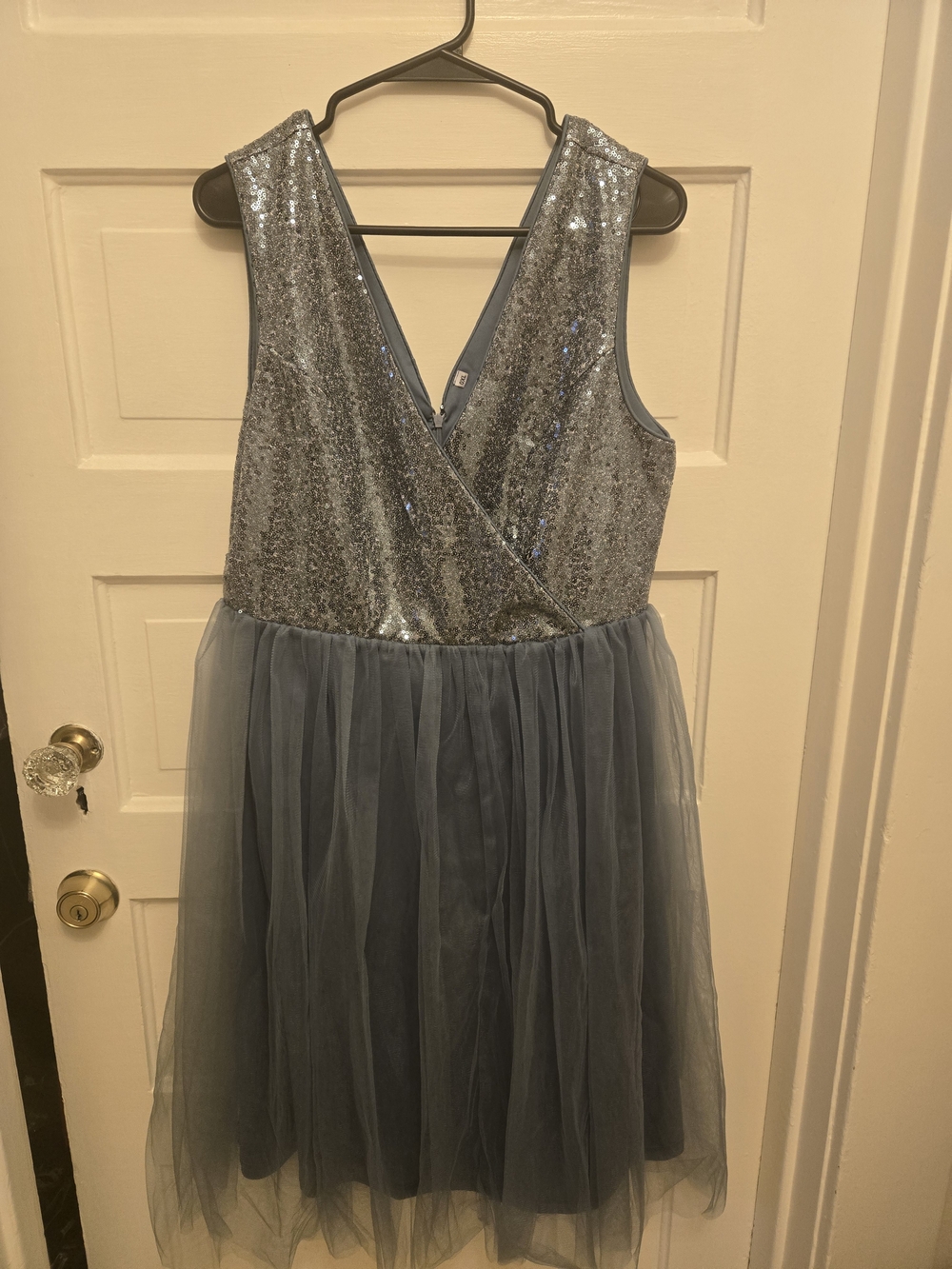 Silver Sequin & Blue Tulle Party Dress